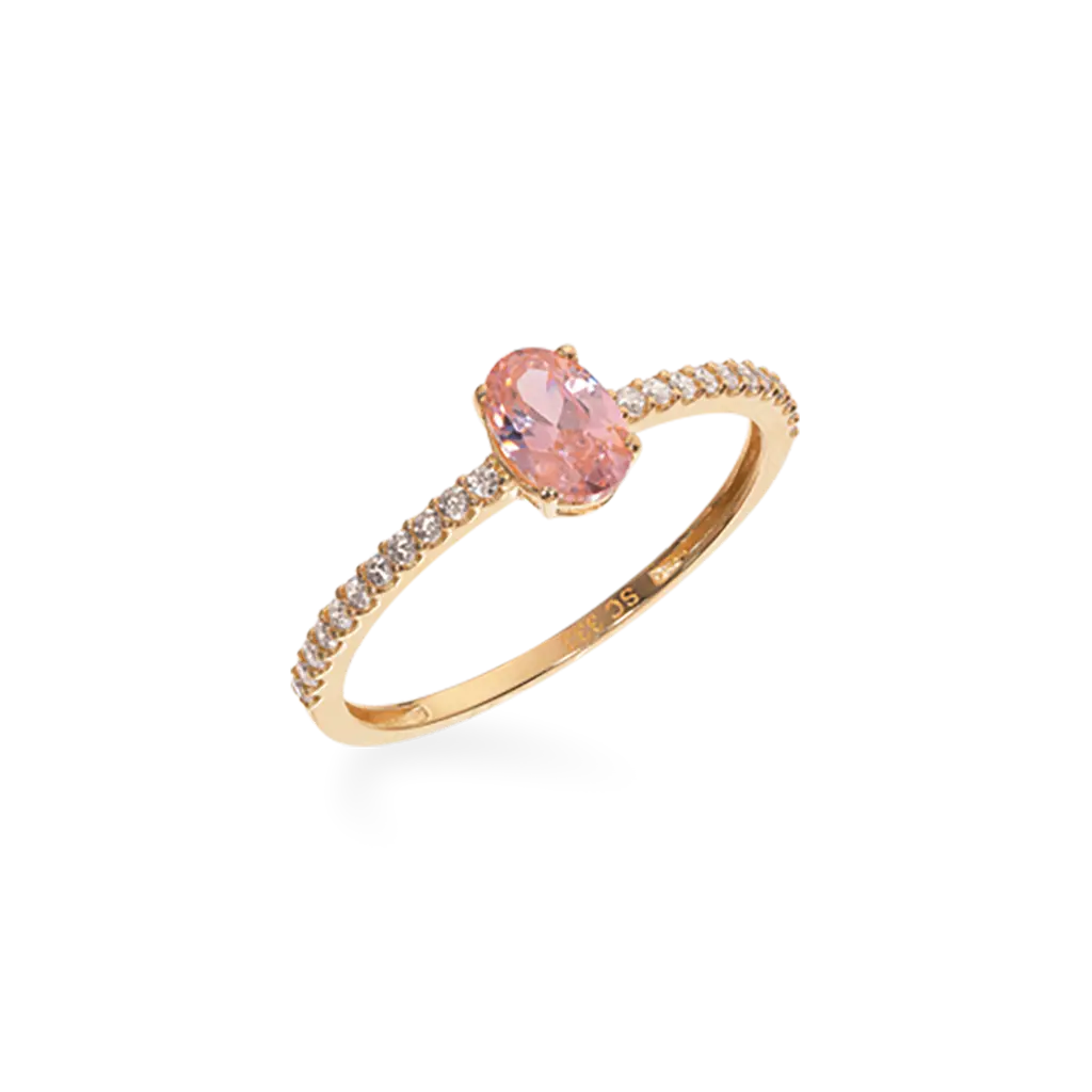 Glow ring m. light pink og hvid cubic zirkonia - 8 kt. Guld fra Scrouples Jewellery