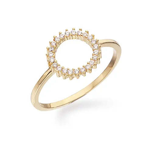 Ring m. cirkel cubic zirkonia - 8 kt. Guld fra Scrouples Jewellery