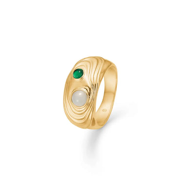 Sølv forg. ring &quot;Shell&quot; m. grøn zirk. fra Mads Z Studio Z
