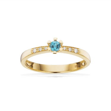 Vida Darling Ring 0,10 ct. m. Blå Topas - 8 kt. Guld
