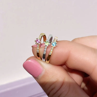 Vida Darling Ring 0,10 ct. m. Blå Topas - 8 kt. Guld