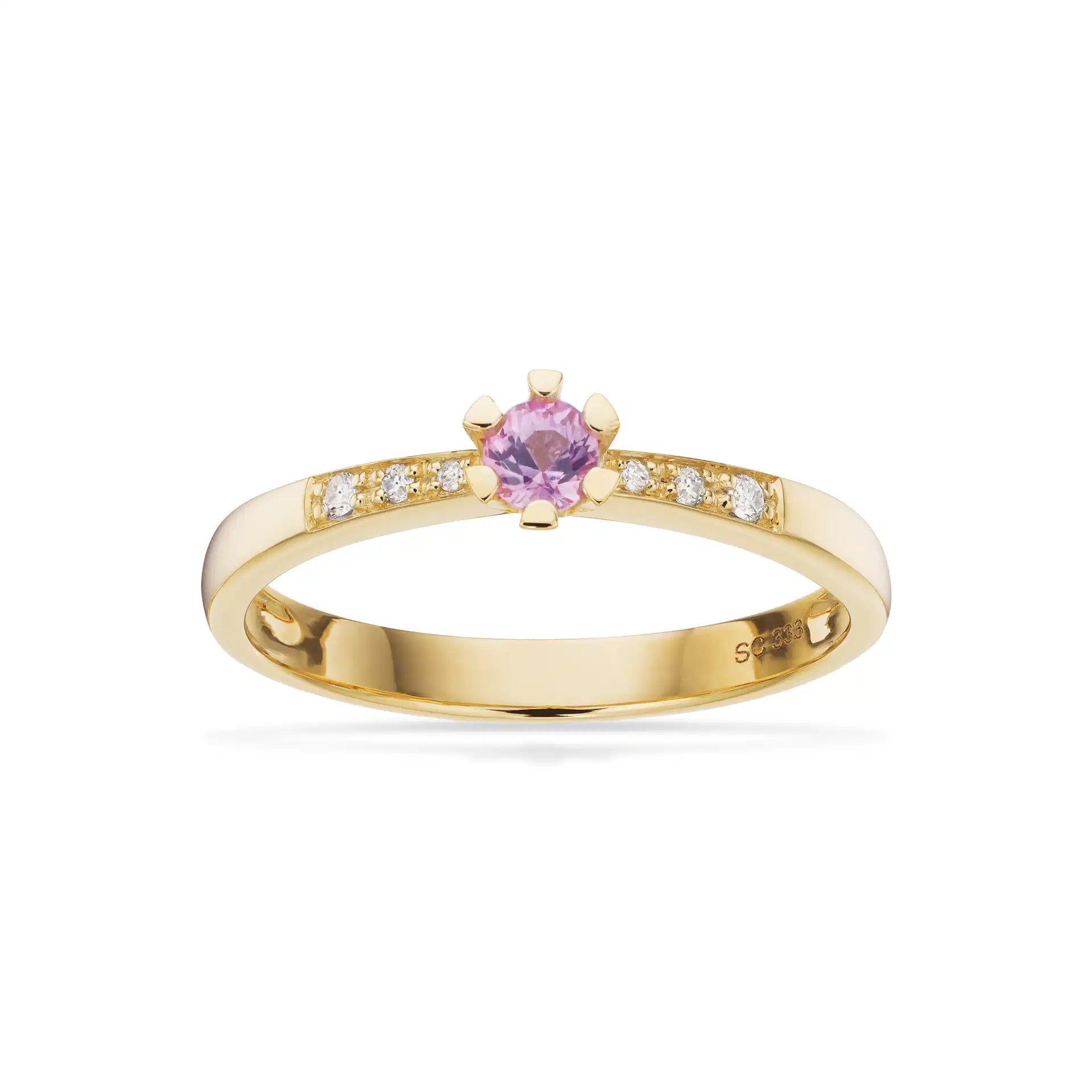 Vida Darling Ring 0,10 ct. + 0,04 Pink Safir - 8 kt. Guld fra Scrouples Vida