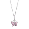 Vedhæng Sommerfugl m. Pink Zirk. Inkl. Kæde - Rhod. Sølv fra Noa Kids