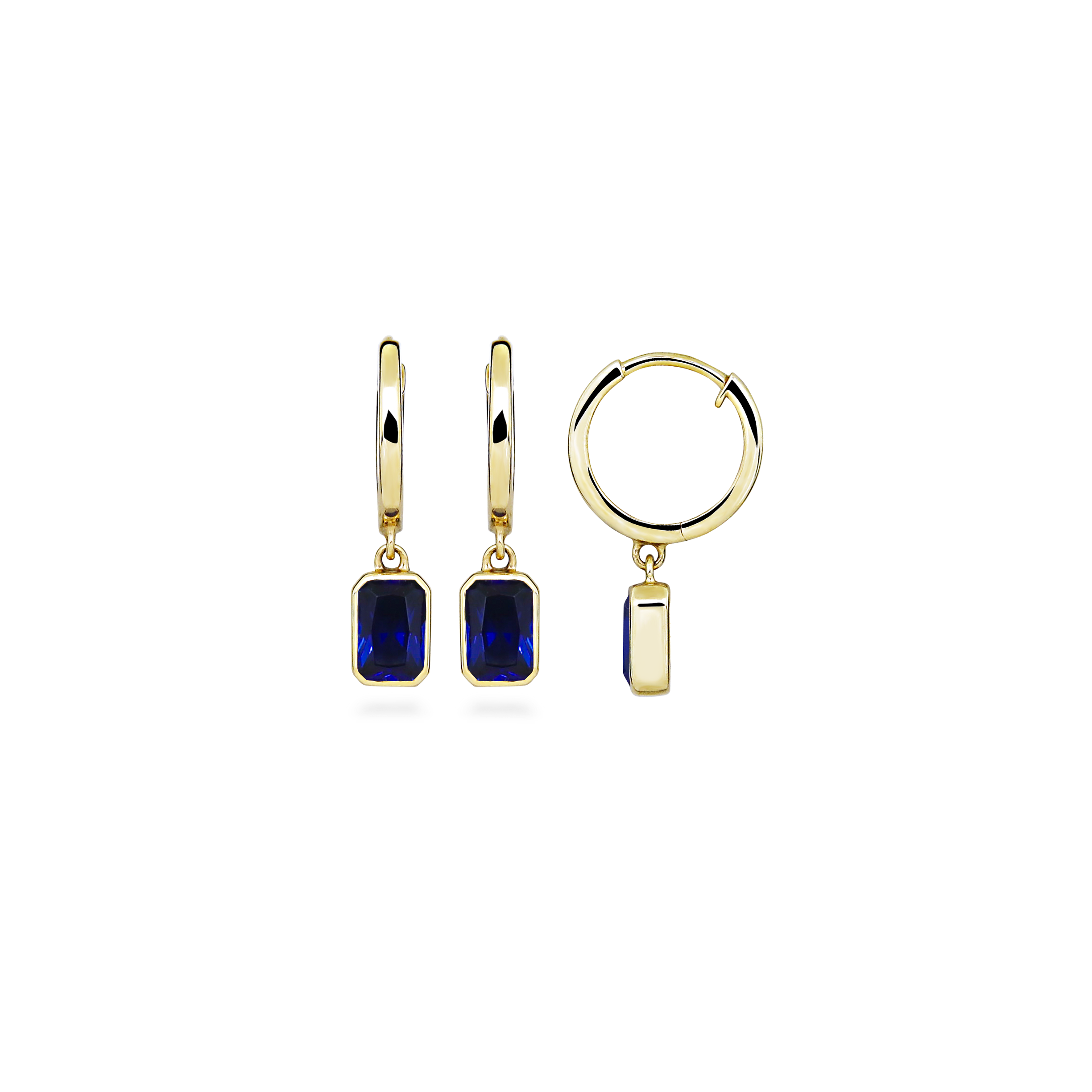 Blue square Creoler - 8 kt. Guld fra Gold Essentials