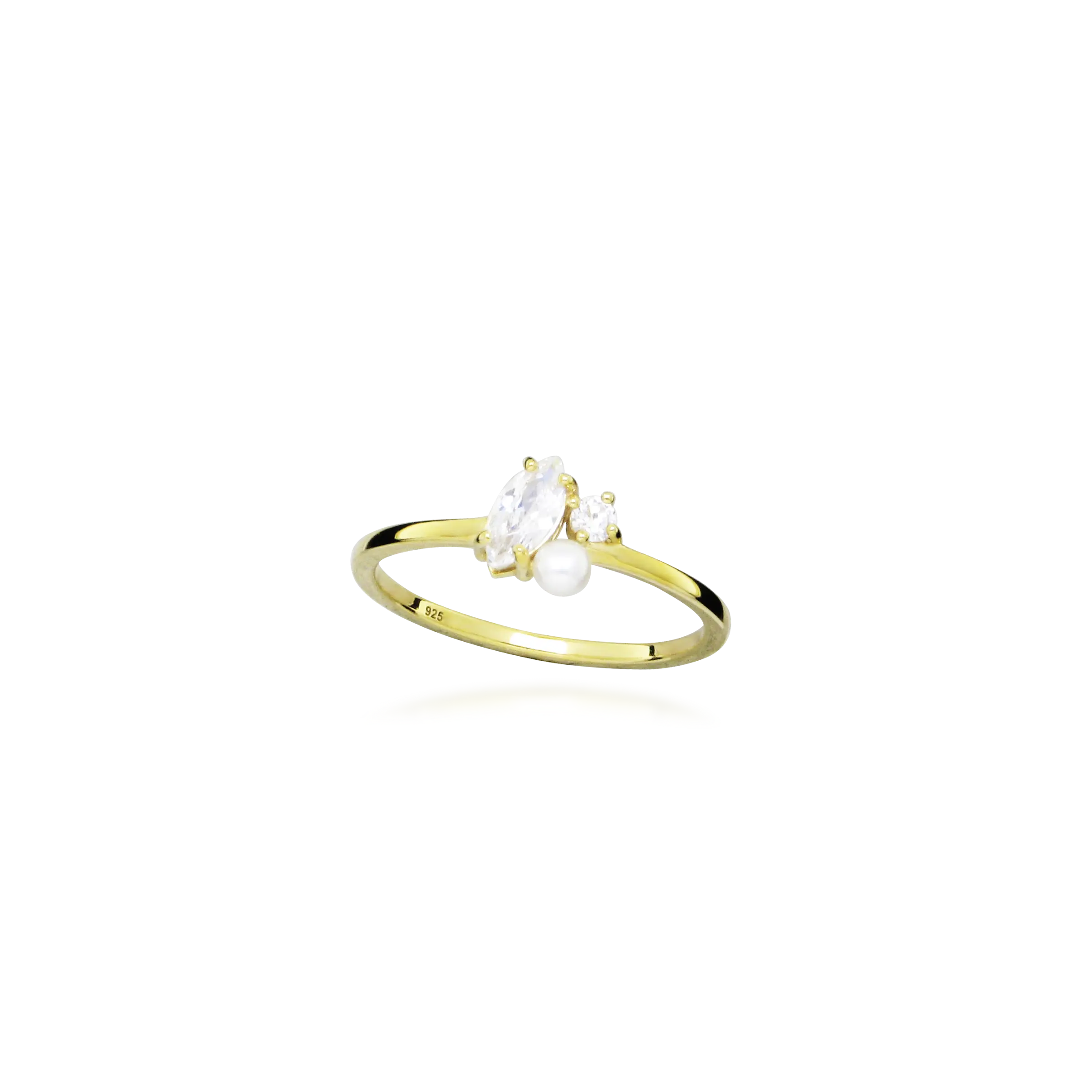 White Dream Pearl Ring - 8 kt. Guld fra Gold Essentials by Plaza