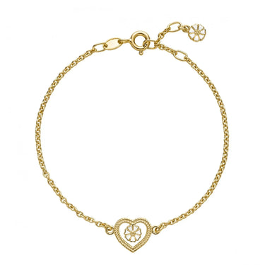 Marguerit armbånd 2x5mm snoet hjerte 11 mm - forgyldt fra Lund Copenhagen