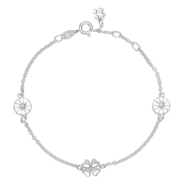 Marguerit Armbånd m. Firkløver - Sølv fra Lund Copenhagen