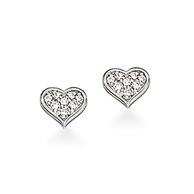 Hjerte ørestik m. zirkoner - Sølv fra Scrouples Jewellery