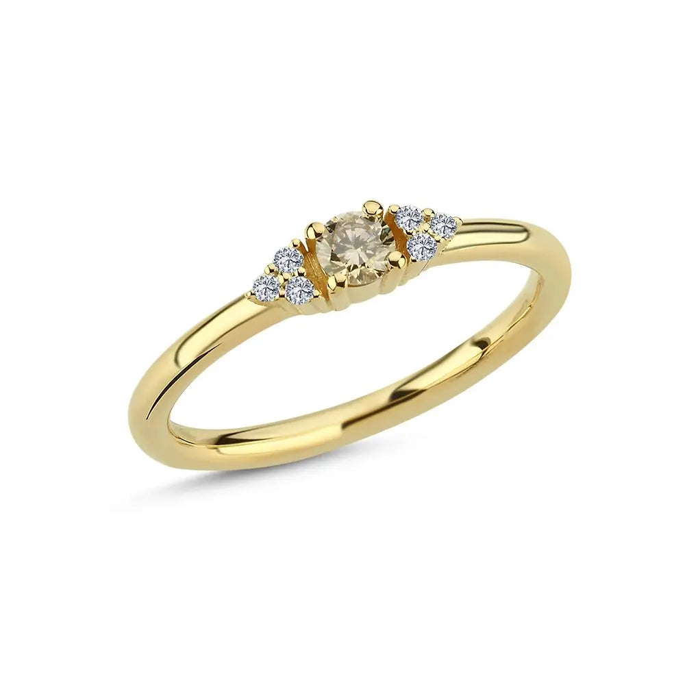 Champagne Ring m. 0,15ct. Champagne + 0,06ct. W-si - 14kt. fra Nuran