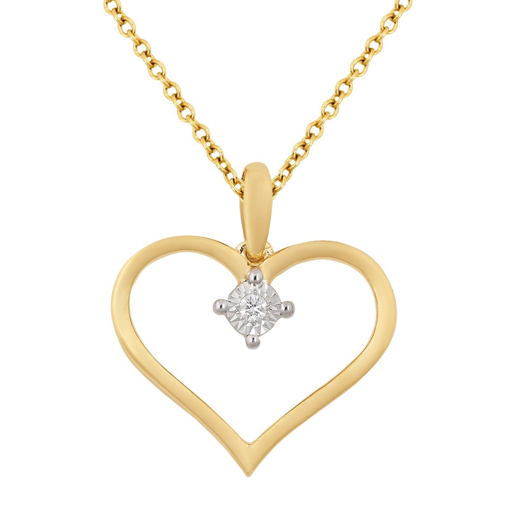 Solitarie Heart Vedhæng 0,01 ct. - 14 kt. Guld