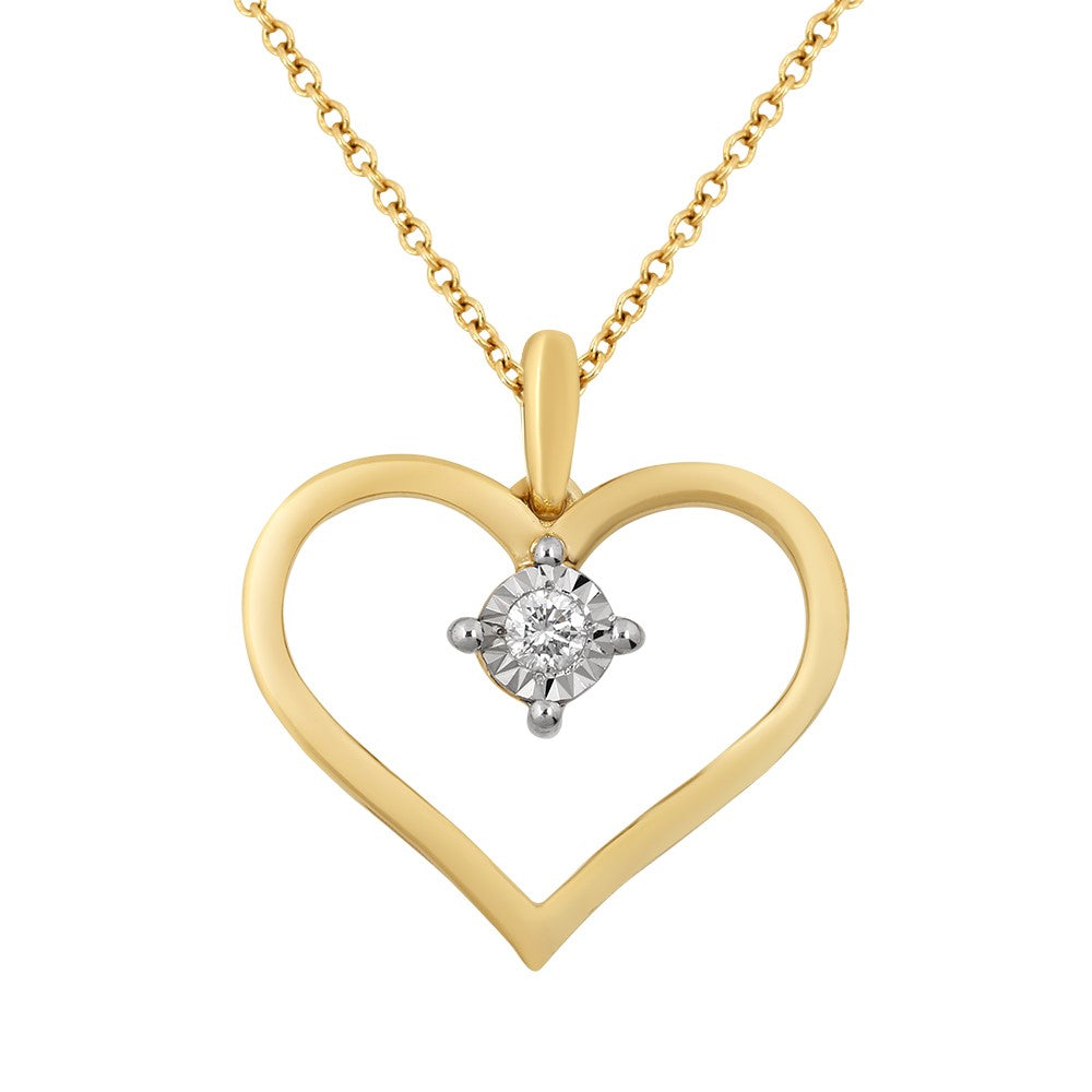 Solitarie Heart Vedhæng 0,05 ct. - 14 kt. Guld