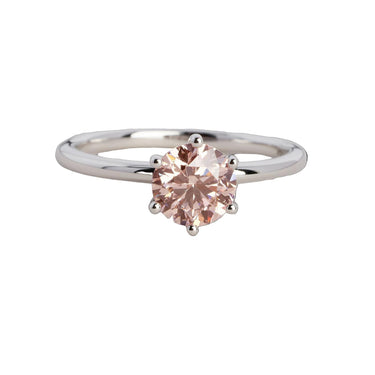 Classic Solitairering med pink diamant 1,01 ct. - 14 kt. Hvi