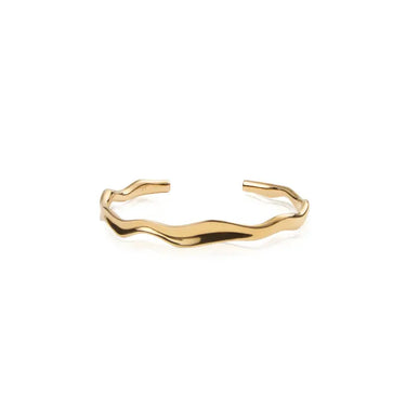 Wavy Bolded Cuff Armbånd - Forgyldt Stål fra Mockberg