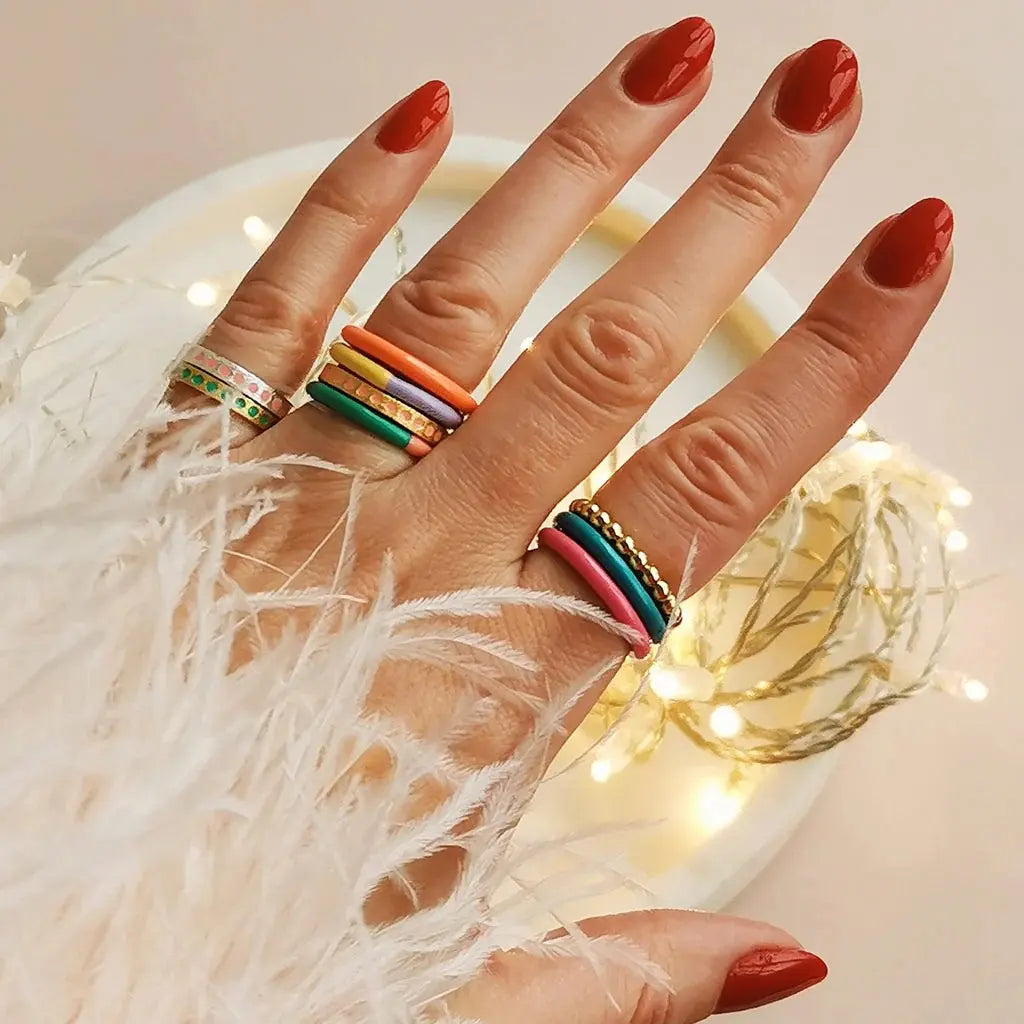 Double Color Ring - Messing fra LULU Copenhagen