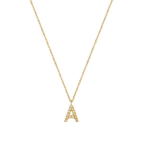 Stone Letter A Gold Necklace fra Mockberg