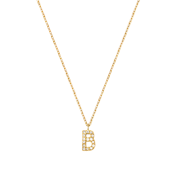Stone Letter B Gold Necklace fra Mockberg