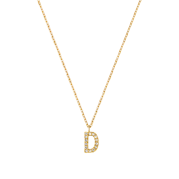 Stone Letter D Gold Necklace fra Mockberg