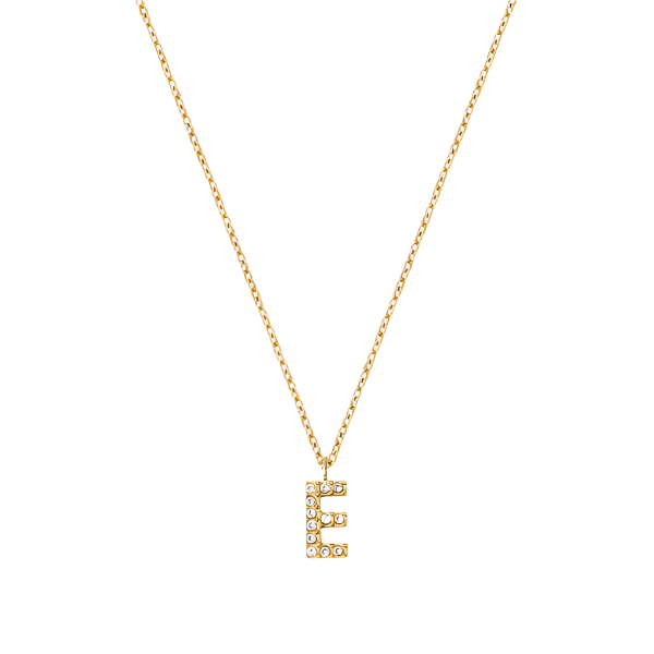 Stone Letter E Gold Necklace fra Mockberg