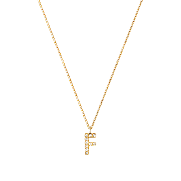 Stone Letter F Gold Necklace fra Mockberg