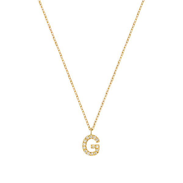 Stone Letter G Gold Necklace fra Mockberg