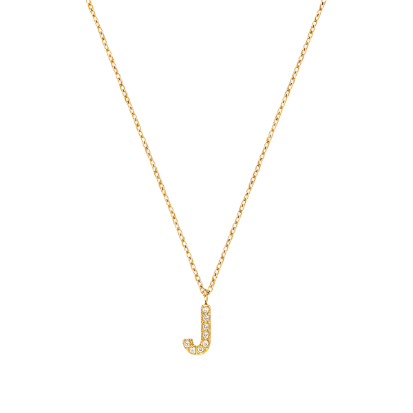 Stone Letter J Gold Necklace fra Mockberg