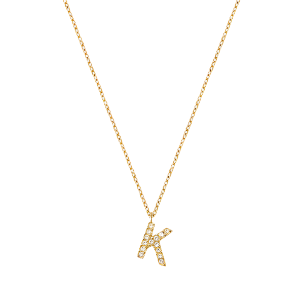 Stone Letter K Gold Necklace fra Mockberg