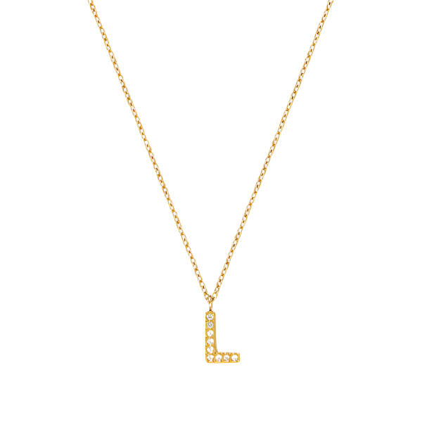 Stone Letter L Gold Necklace fra Mockberg