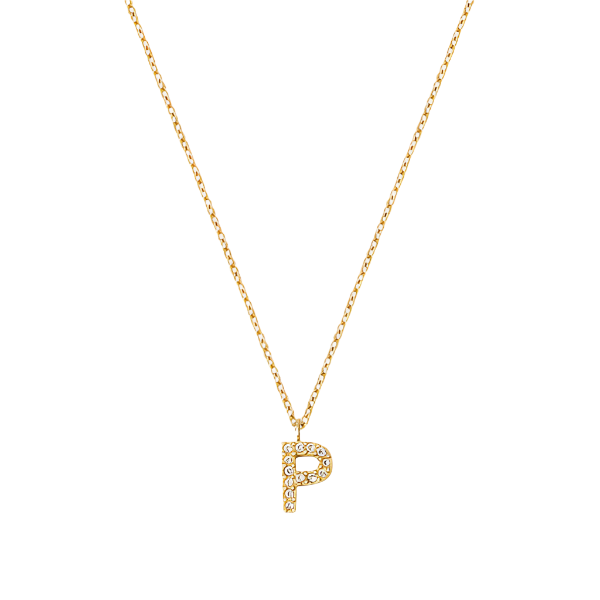 Stone Letter P Gold Necklace fra Mockberg