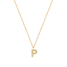 Stone Letter P Gold Necklace fra Mockberg
