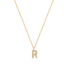 Stone Letter R Gold Necklace fra Mockberg