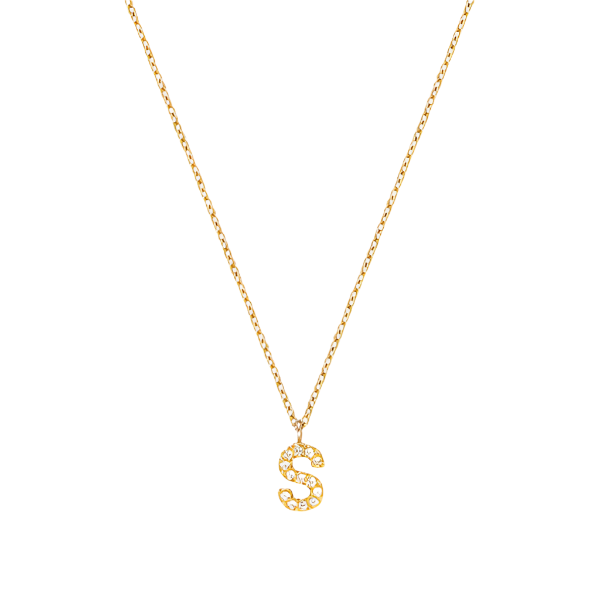 Stone Letter S Gold Necklace fra Mockberg