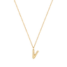 Stone Letter V Gold Necklace fra Mockberg
