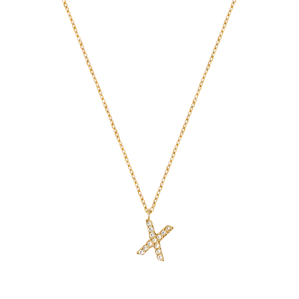 Stone Letter X Gold Necklace fra Mockberg