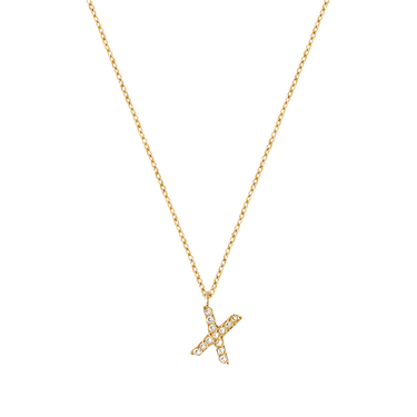 Stone Letter X Gold Necklace fra Mockberg