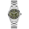 Hamilton Khaki Field Automatic H70455160 med grøn skive og stålrem, perfekt til outdoor-eventyr.