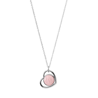 Heart Charm Med Rosa Quartz - Stål