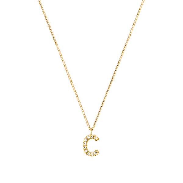 Stone Letter C Gold Necklace fra Mockberg