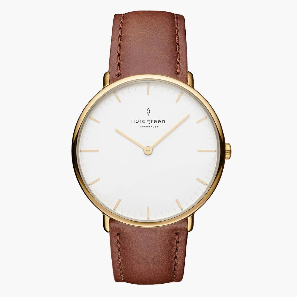 NativeR // 32mm // Gold // Leather // Brown // White