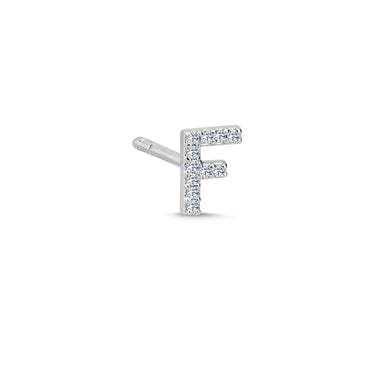 Bogstav Ørestik F m. pavé 0,044ct. W-si - 14 kt. Hvidguld