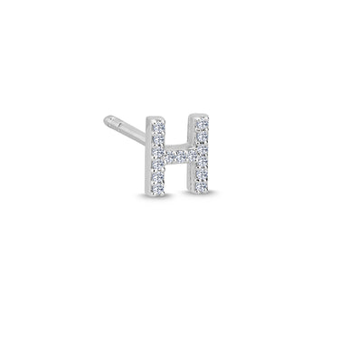 Bogstav Ørestik H m. pavé 0,06ct. W-si - 14 kt. Hvidguld
