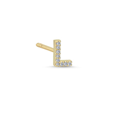 Bogstav Ørestik L m. pavé 0,036ct. W-si - 14 kt. Guld