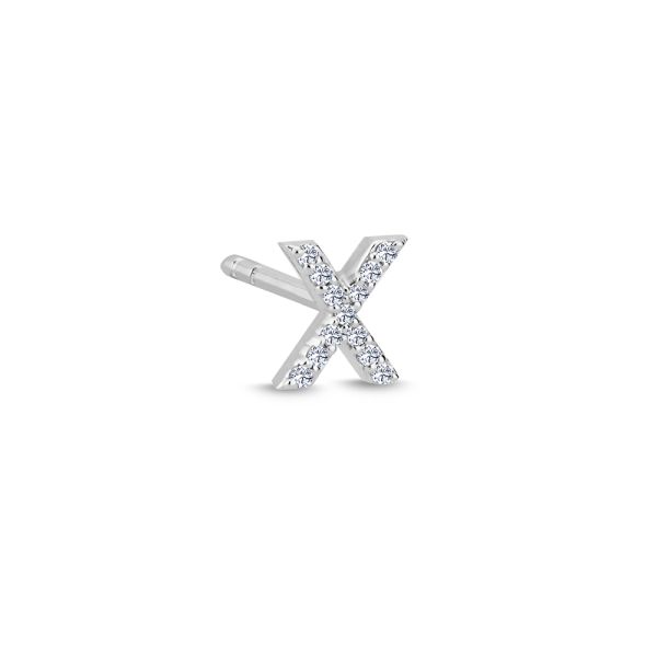 Bogstav Ørestik X m. pavé 0,052ct. W-si - 14 kt. Hvidguld