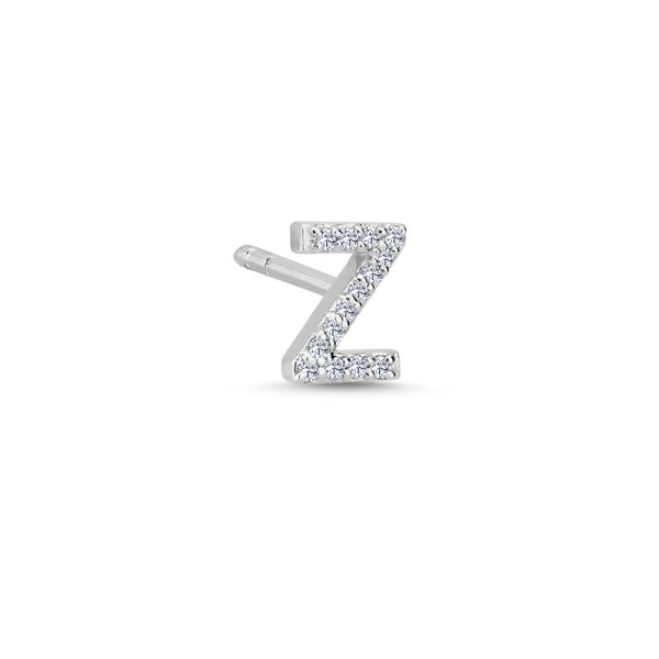 Bogstav Ørestik Z m. pavé 0,056ct. W-si - 14 kt. Hvidguld