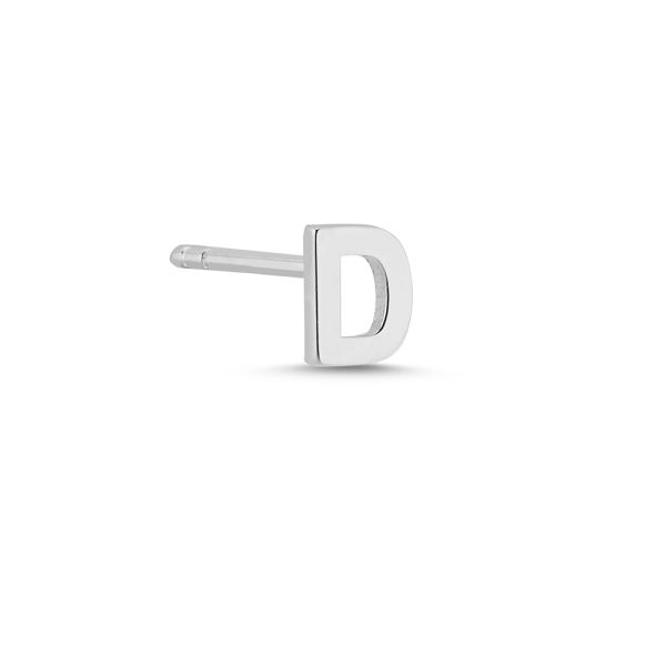 Bogstav Ørestik D - 14 kt. Hvidguld