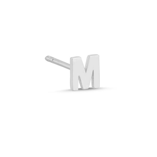Bogstav Ørestik M - 14 kt. Hvidguld