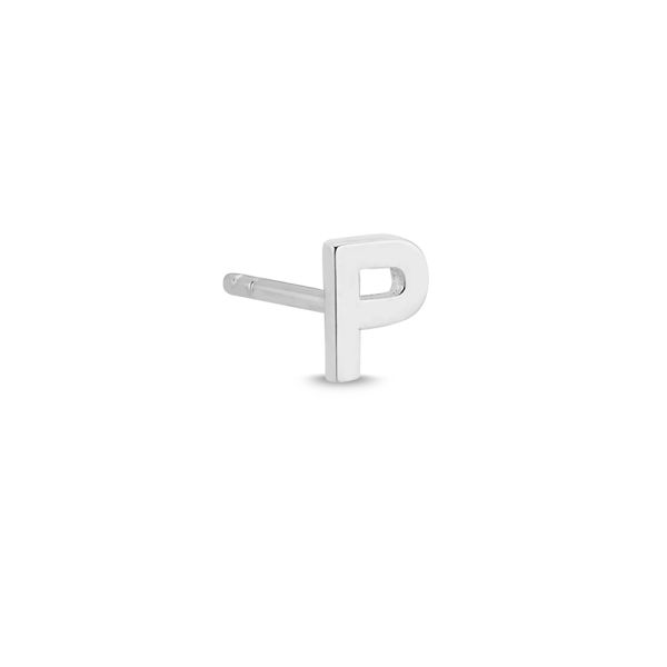Bogstav Ørestik P - 14 kt. Hvidguld
