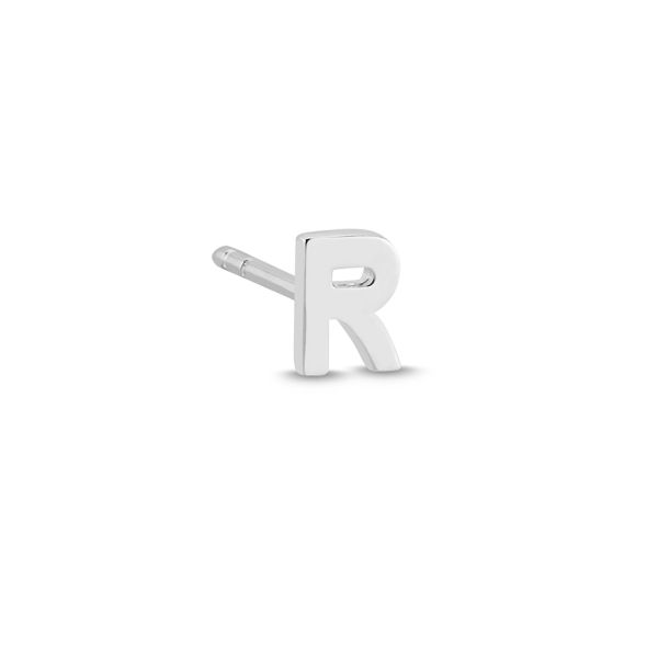 Bogstav Ørestik R - 14 kt. Hvidguld