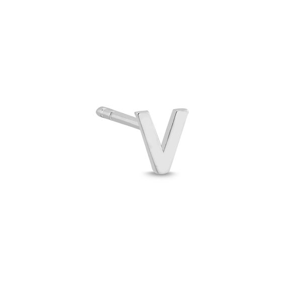 Bogstav Ørestik V - 14 kt. Hvidguld