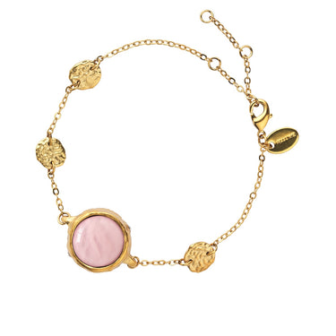 Organic Armbånd Med Rosa Quartz - Forgyldt Messing