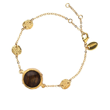 Organic Armbånd Med Tiger Eye - Forgyldt Messing